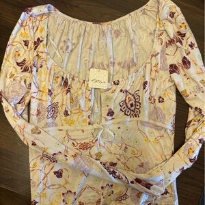 Free people tie front long sleeve top